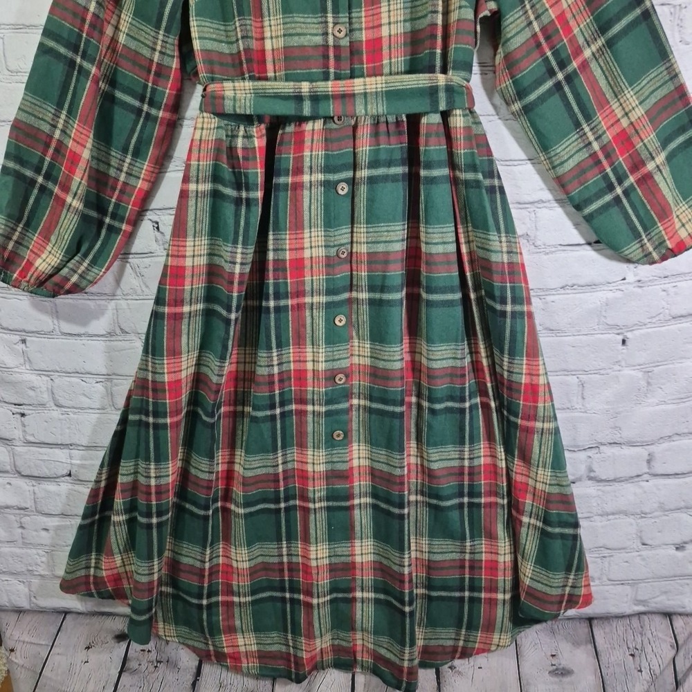 BloomChic Green Red Plaid Flannel‎ Button Front Shirt Dress Plus Sz 18-20 New - Picture 2 of 13